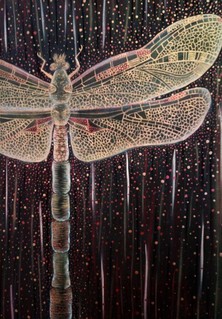 'Dragonfly'. Painting by Shorena Ratiani. Acrylic on paper.